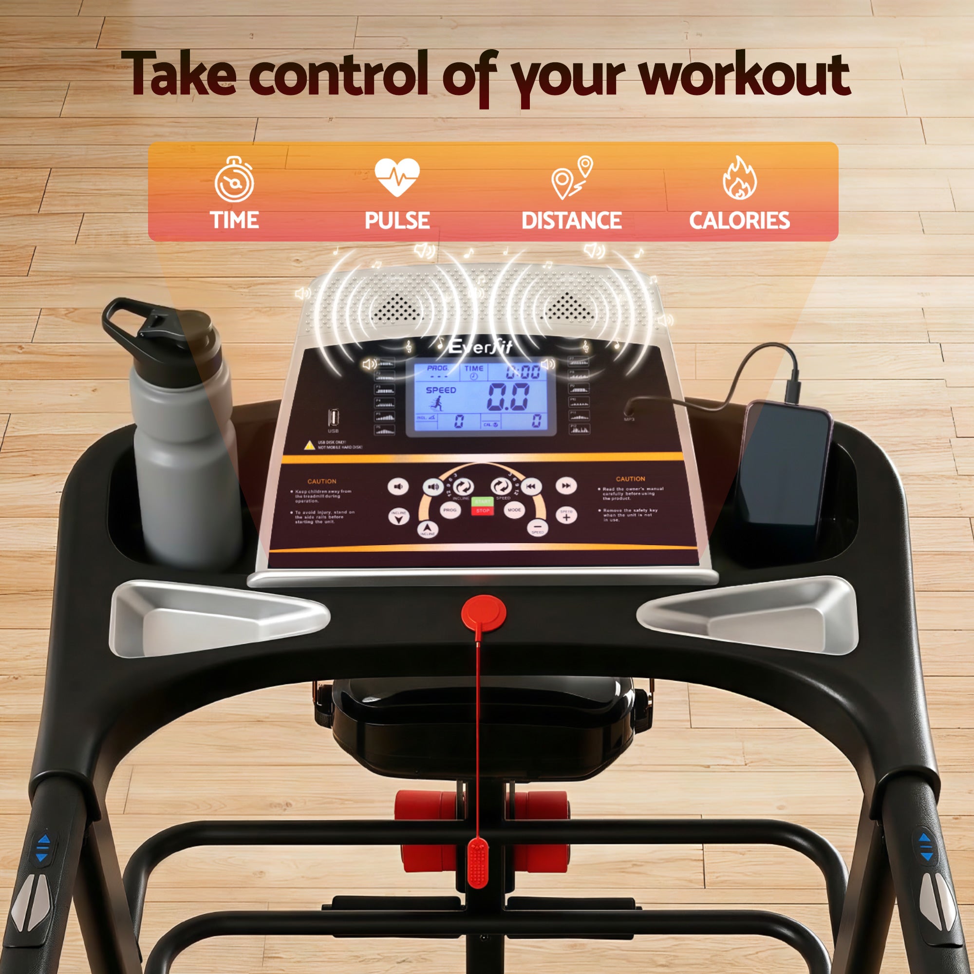 Everfit Treadmill Electric Home Gym Fitness Exercise Machine w/ Massager 480mm-Sports &amp; Fitness > Fitness Accessories-PEROZ Accessories