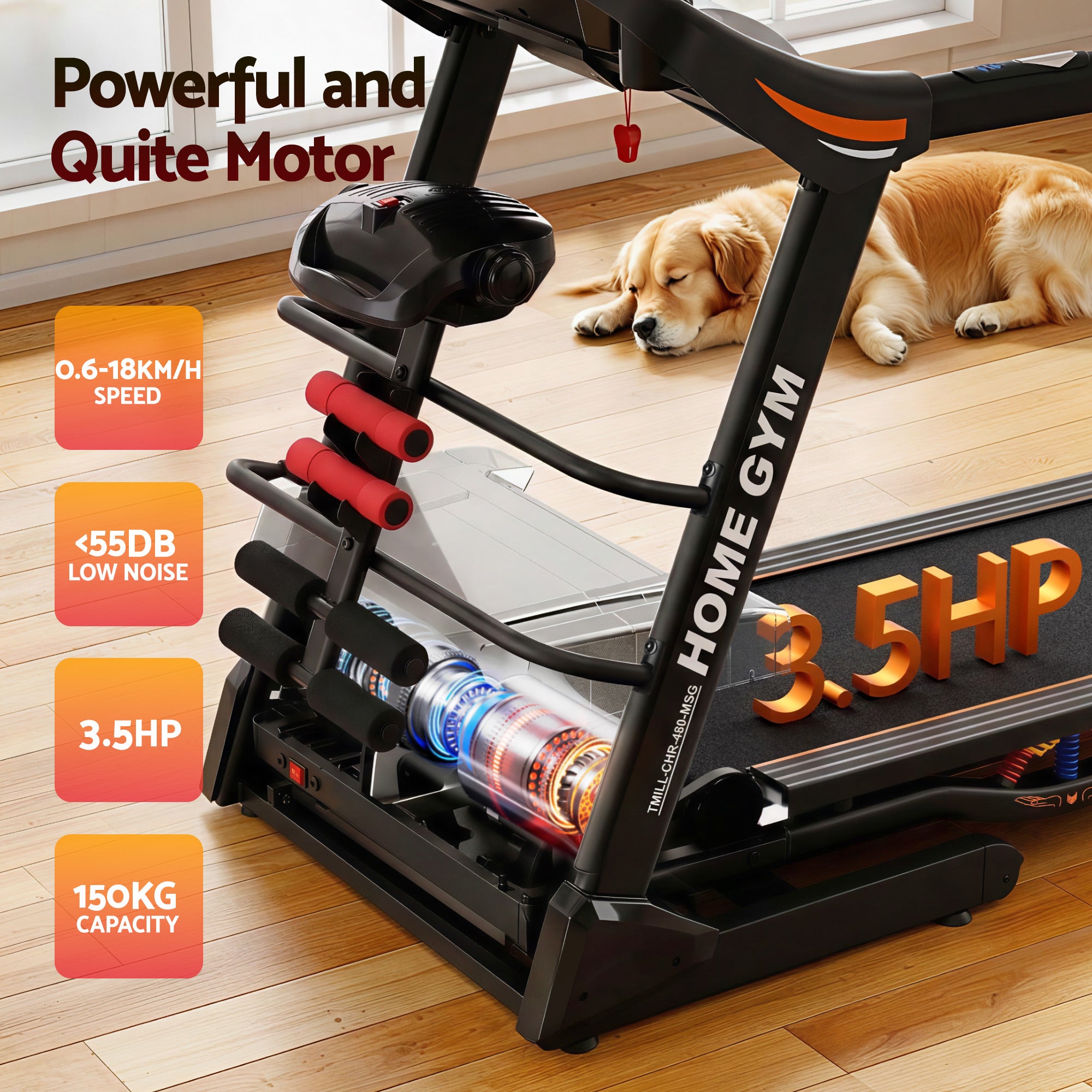 Everfit Treadmill Electric Home Gym Fitness Exercise Machine w/ Massager 480mm-Sports &amp; Fitness > Fitness Accessories-PEROZ Accessories