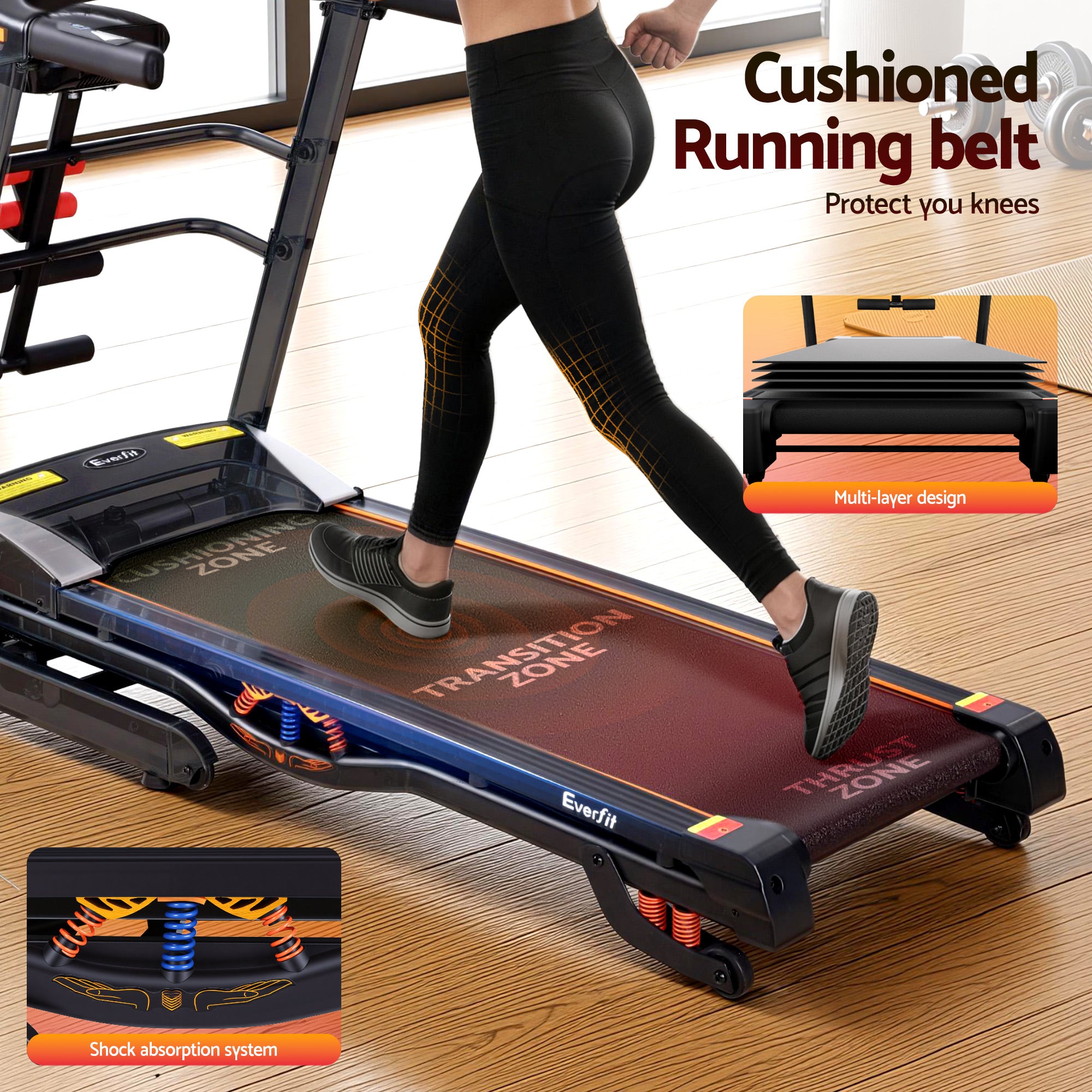 Everfit Treadmill Electric Home Gym Fitness Exercise Machine w/ Massager 480mm-Sports &amp; Fitness > Fitness Accessories-PEROZ Accessories