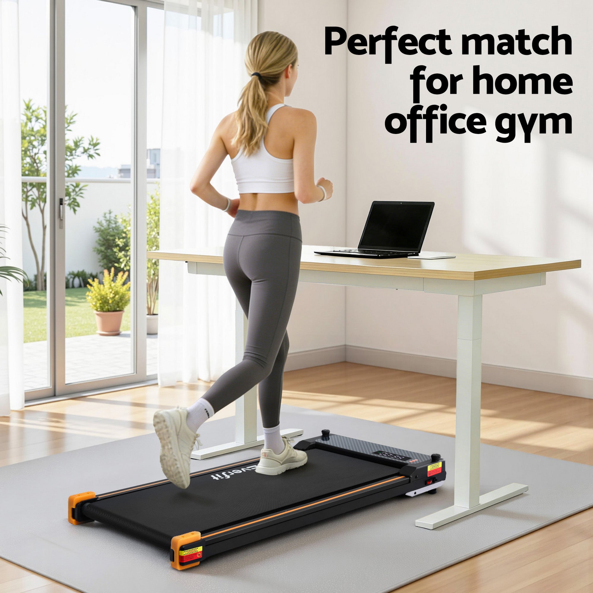 Everfit 2 Side Walking Pad Treadmill with Massage Function Fitness 380mm Black-Sports &amp; Fitness > Exercise, Gym &amp; Fitness > Treadmills-PEROZ Accessories
