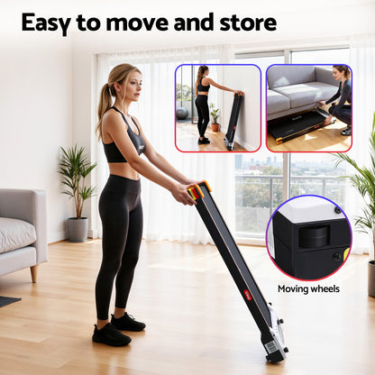 Everfit 2 Side Walking Pad Treadmill with Massage Function Fitness 380mm Black-Sports &amp; Fitness > Exercise, Gym &amp; Fitness > Treadmills-PEROZ Accessories