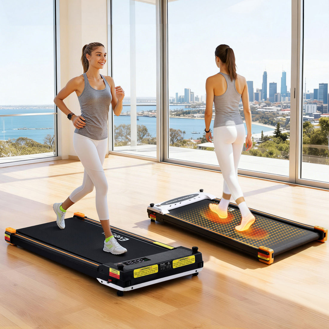 Everfit 2 Side Walking Pad Treadmill with Massage Function Fitness 380mm Black-Sports &amp; Fitness > Exercise, Gym &amp; Fitness > Treadmills-PEROZ Accessories