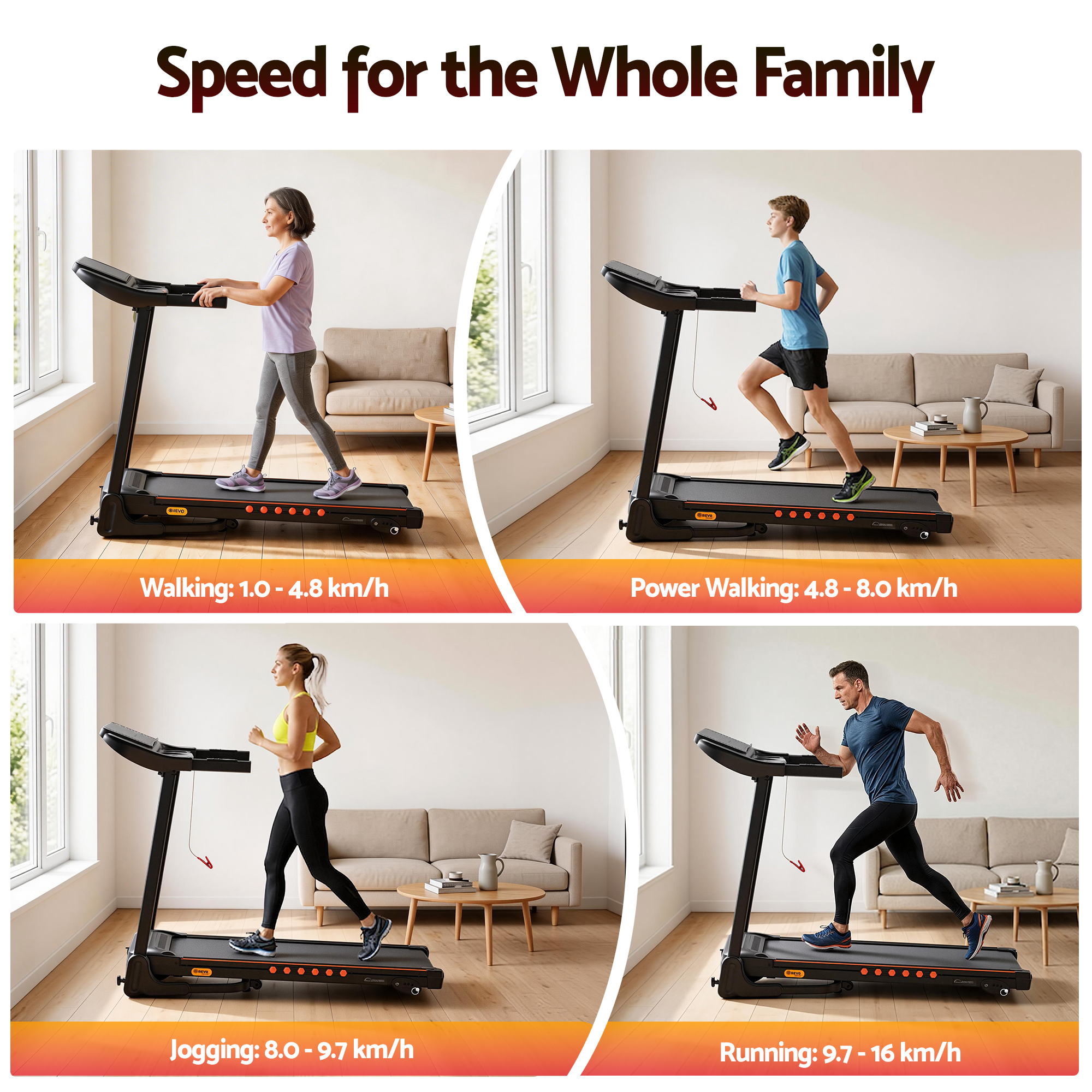Everfit Treadmill Electric Home Gym Fitness Exercise Equipment Incline 390mm-Sports &amp; Fitness > Exercise, Gym &amp; Fitness > Treadmills-PEROZ Accessories