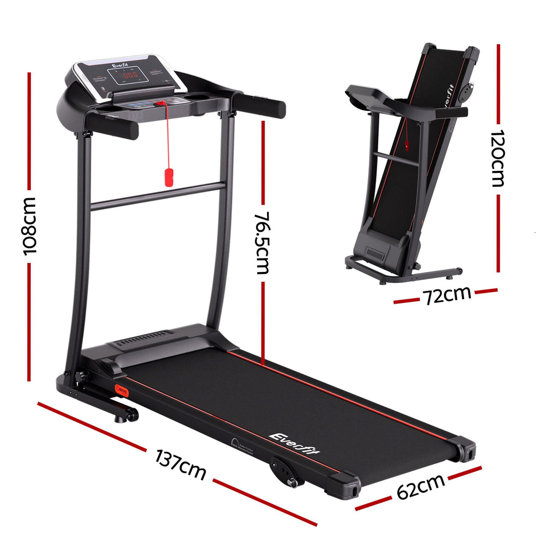 Everfit Treadmill Electric Home Gym Fitness Exercise Machine Incline 400mm-Sports &amp; Fitness > Fitness Accessories-PEROZ Accessories