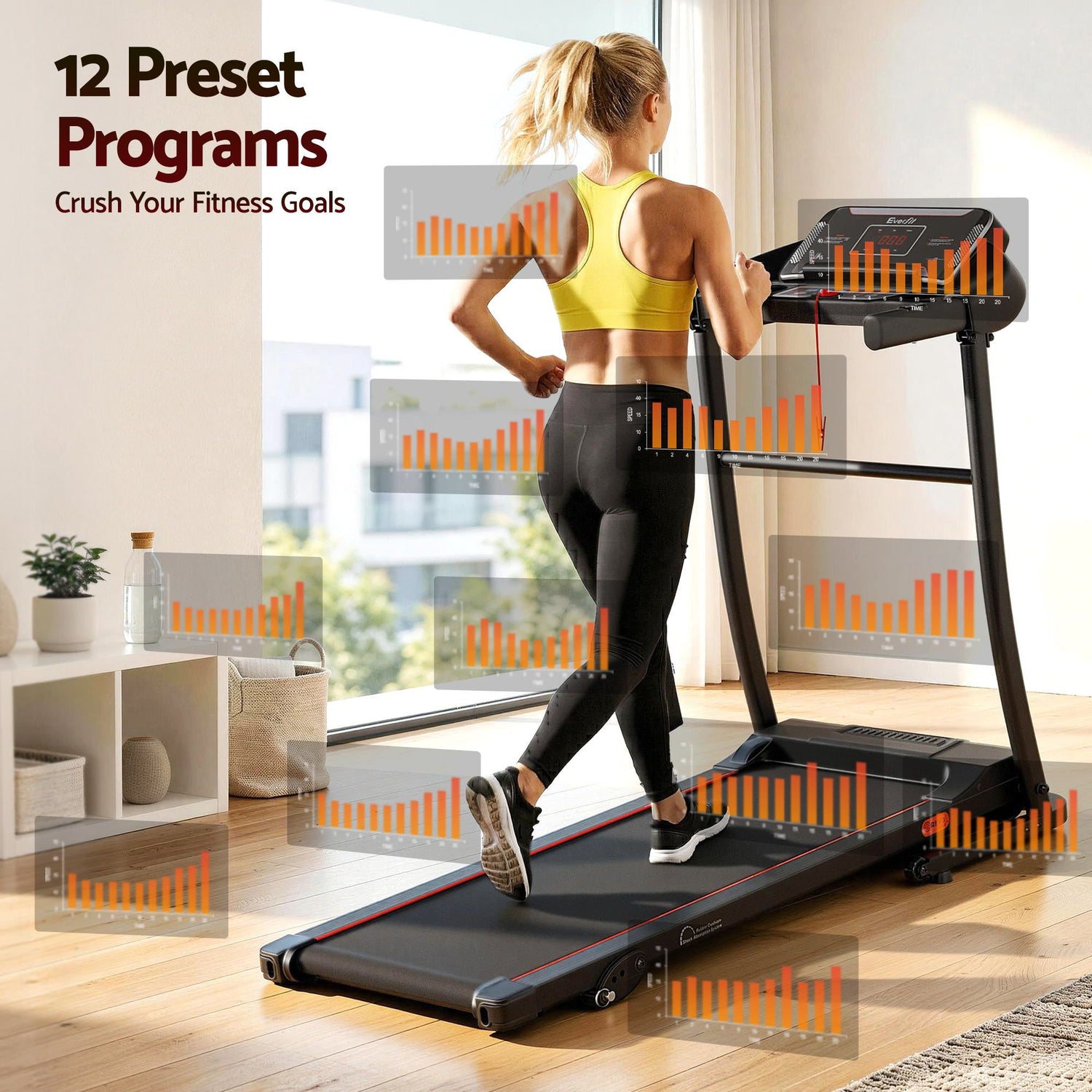 Everfit Treadmill Electric Home Gym Fitness Exercise Machine Incline 400mm-Sports &amp; Fitness > Fitness Accessories-PEROZ Accessories