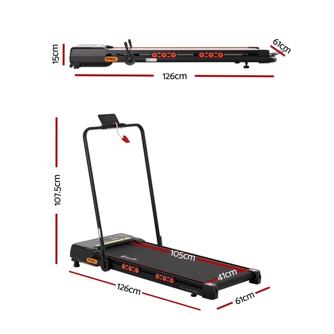 Everfit 3 in 1 Treadmill Electric Walking Pad Auto Incline Foldable for Home Gym Black-Sports &amp; Fitness > Exercise, Gym &amp; Fitness > Treadmills-PEROZ Accessories