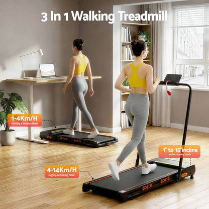 Everfit 3 in 1 Treadmill Electric Walking Pad Auto Incline Foldable for Home Gym Black-Sports &amp; Fitness > Exercise, Gym &amp; Fitness > Treadmills-PEROZ Accessories