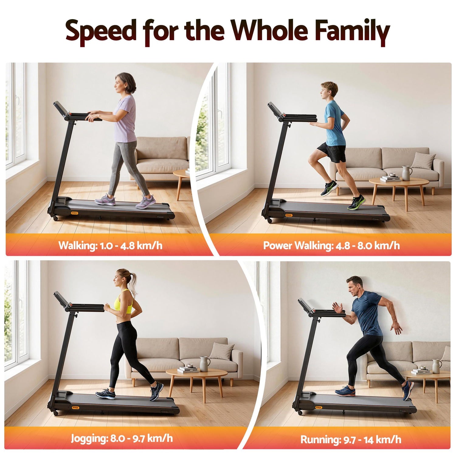 Everfit Treadmill Electric Walking Pad Foldable Incline for Home Office Gym Black-Sports &amp; Fitness > Exercise, Gym &amp; Fitness > Treadmills-PEROZ Accessories