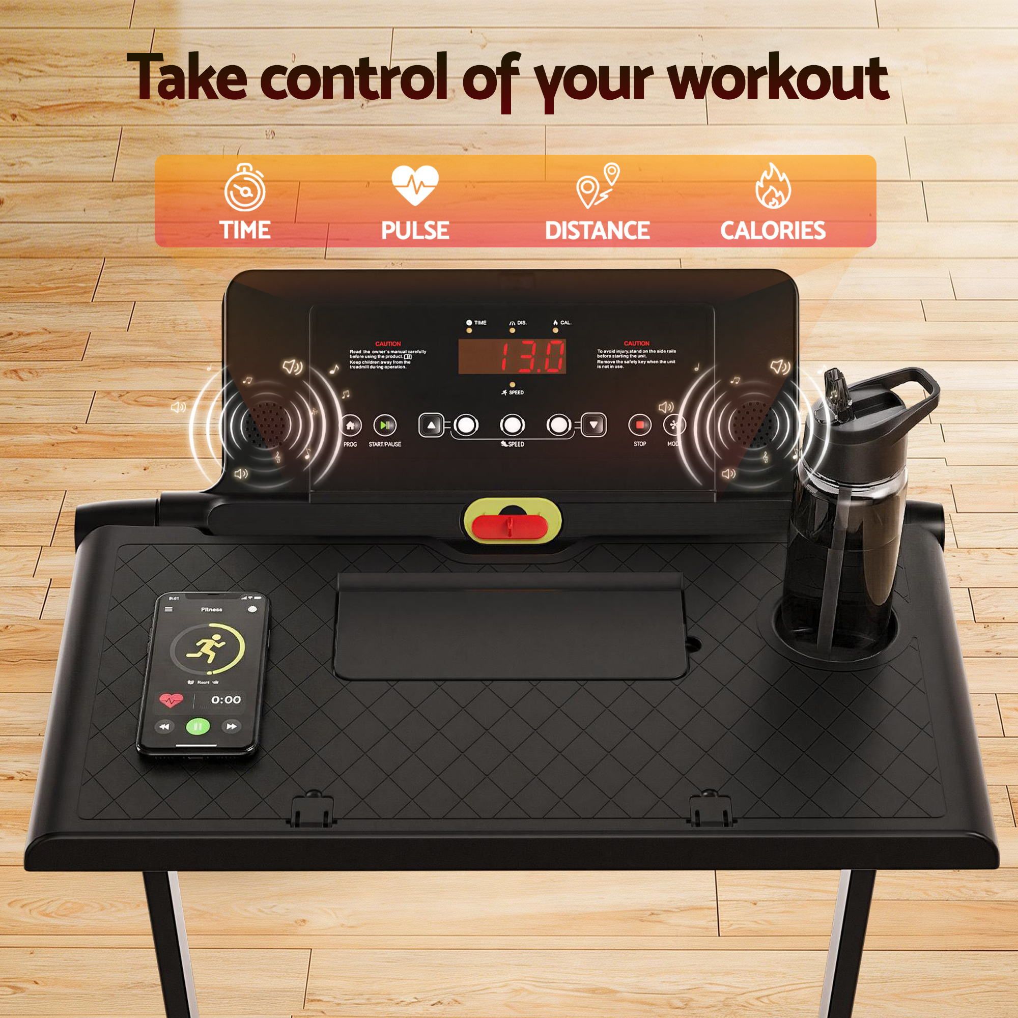 Everfit Treadmill Electric Walking Pad Foldable Incline for Home Office Gym Black-Sports &amp; Fitness > Exercise, Gym &amp; Fitness > Treadmills-PEROZ Accessories