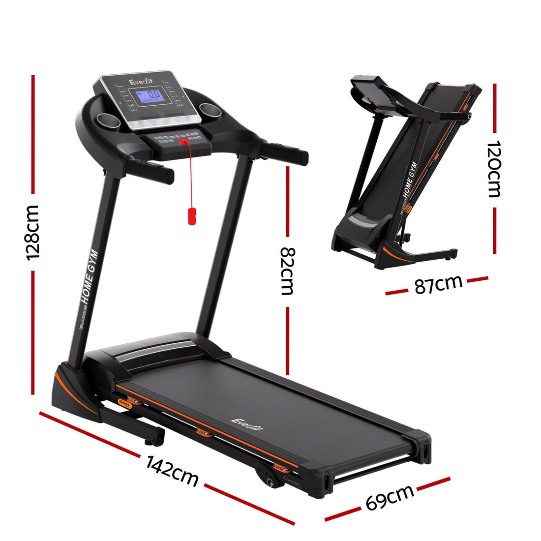 Everfit Treadmill Electric Home Gym Fitness Exercise Machine Hydraulic 420mm-Sports &amp; Fitness > Fitness Accessories-PEROZ Accessories