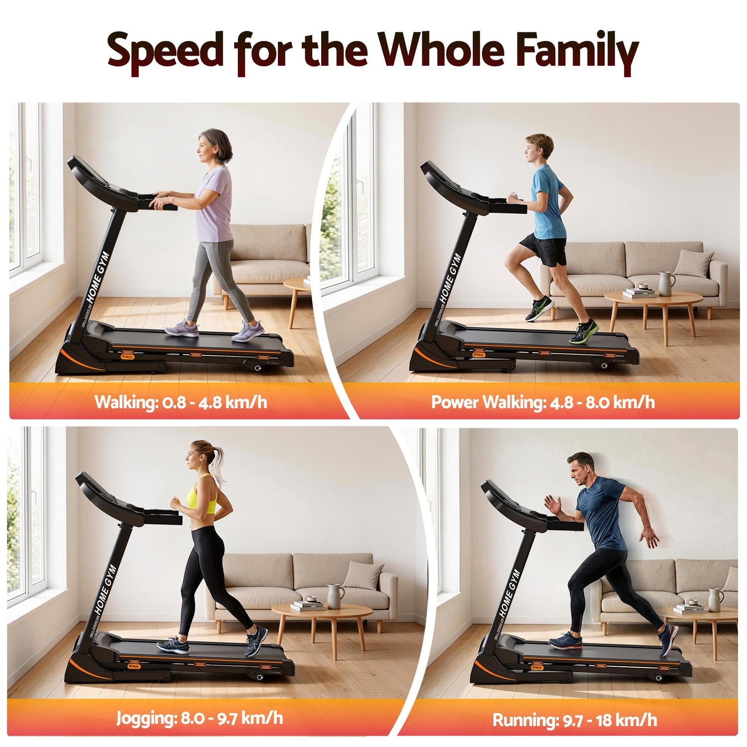 Everfit Treadmill Electric Home Gym Fitness Exercise Machine Hydraulic 420mm-Sports &amp; Fitness > Fitness Accessories-PEROZ Accessories