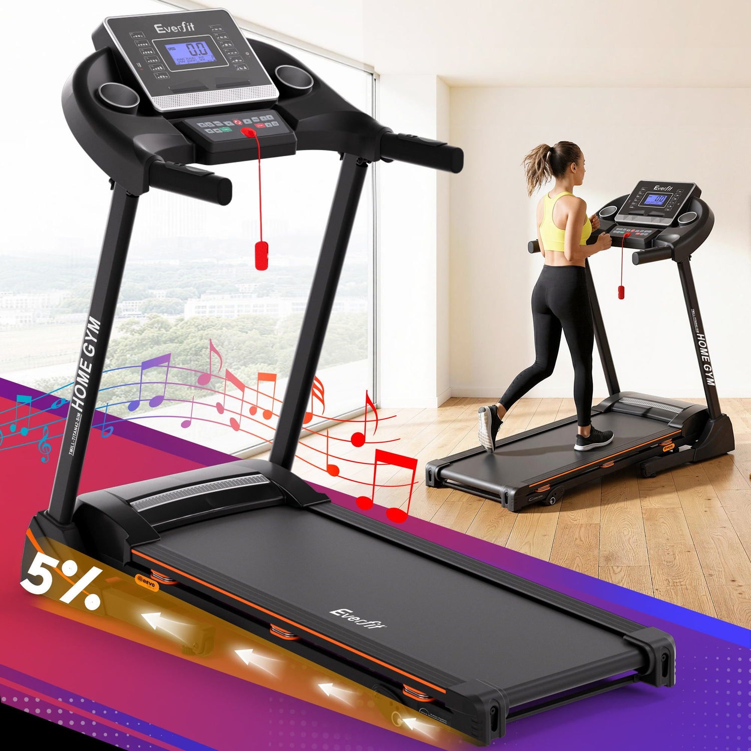 Everfit Treadmill Electric Home Gym Fitness Exercise Machine Hydraulic 420mm-Sports &amp; Fitness > Fitness Accessories-PEROZ Accessories