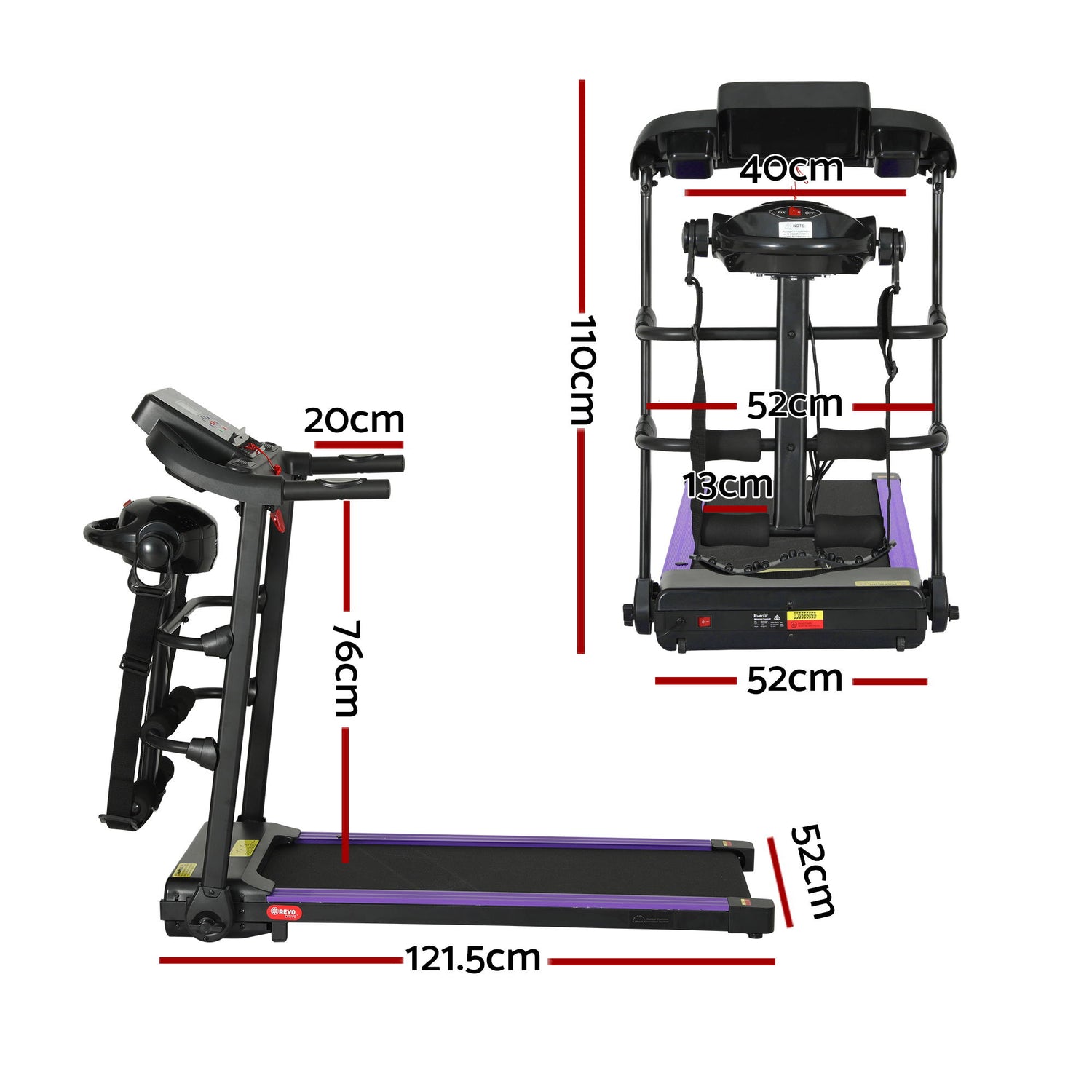 Everfit Treadmill Electric Home Gym Fitness Exercise Machine w/ Massager 400mm-Sports &amp; Fitness > Exercise, Gym &amp; Fitness > Exercise Bikes-PEROZ Accessories