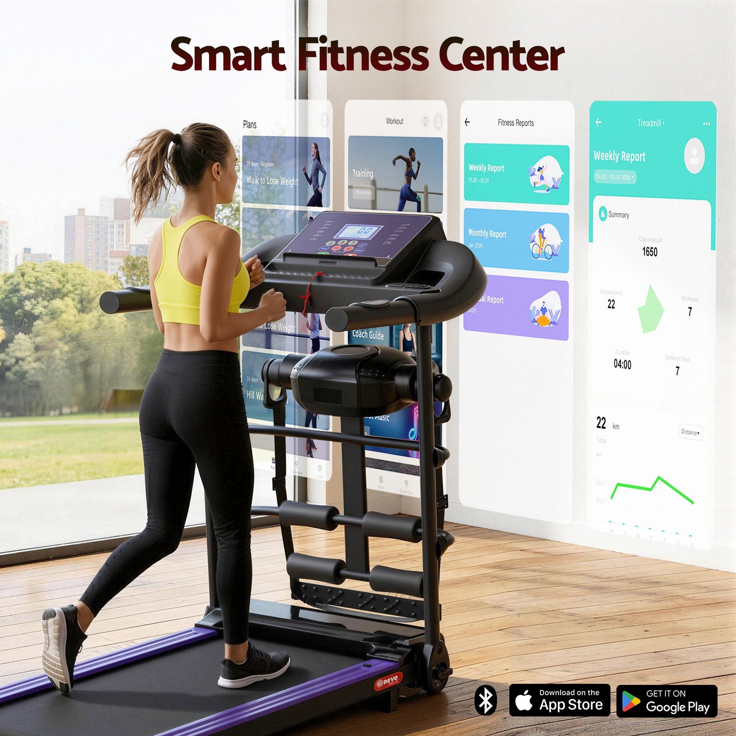 Everfit Treadmill Electric Home Gym Fitness Exercise Machine w/ Massager 400mm-Sports &amp; Fitness > Exercise, Gym &amp; Fitness > Exercise Bikes-PEROZ Accessories