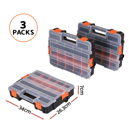 Giantz 3 Pack Tool Box Organizer with Hardware Storage Box for Small Parts-Tools > Tools Storage > Tool Boxes-PEROZ Accessories