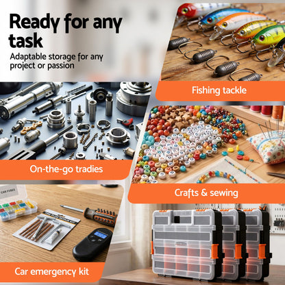 Giantz 3 Pack Tool Box Organizer with Hardware Storage Box for Small Parts-Tools > Tools Storage > Tool Boxes-PEROZ Accessories