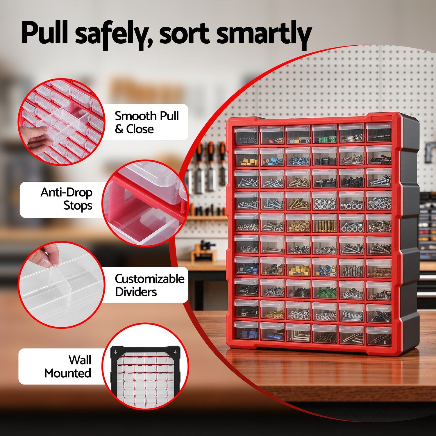 Giantz 60-Drawer Tool Storage Cabinet, Anti-Drop Hardware Organizer Storage Box-Tools > Tools Storage > Tool Boxes-PEROZ Accessories