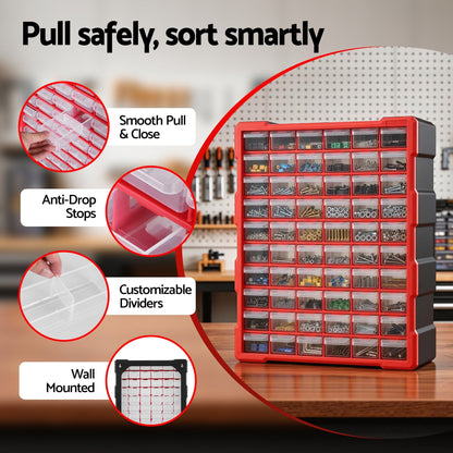 Giantz 60-Drawer Tool Storage Cabinet, Anti-Drop Hardware Organizer Storage Box-Tools > Tools Storage > Tool Boxes-PEROZ Accessories