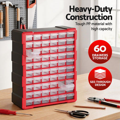 Giantz 60-Drawer Tool Storage Cabinet, Anti-Drop Hardware Organizer Storage Box-Tools > Tools Storage > Tool Boxes-PEROZ Accessories