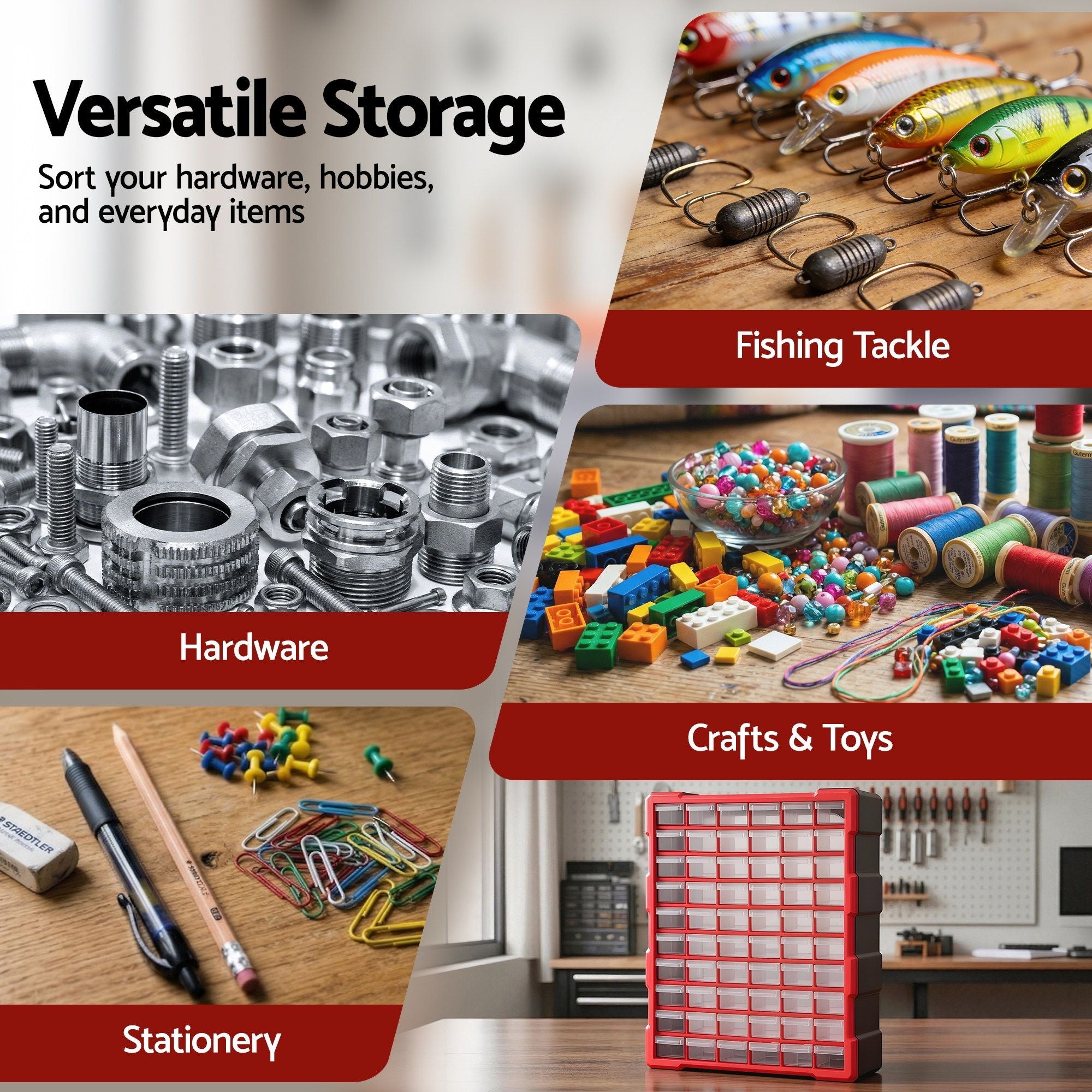 Giantz 60-Drawer Tool Storage Cabinet, Anti-Drop Hardware Organizer Storage Box-Tools > Tools Storage > Tool Boxes-PEROZ Accessories