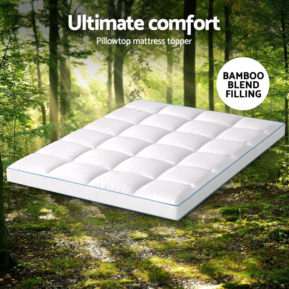 Giselle Bedding Mattress Topper Pillowtop Bamboo 10cm Double-Furniture &gt; Mattresses &gt; Mattress Toppers-PEROZ Accessories