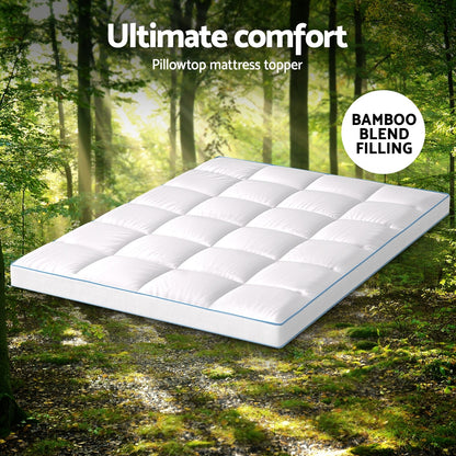 Giselle Bedding Mattress Topper Pillowtop Bamboo 10cm Double-Furniture &gt; Mattresses &gt; Mattress Toppers-PEROZ Accessories