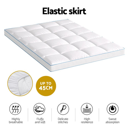 Giselle Bedding Mattress Topper Pillowtop Bamboo 10cm Double-Furniture &gt; Mattresses &gt; Mattress Toppers-PEROZ Accessories