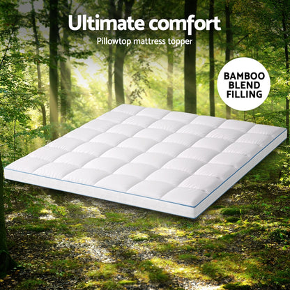 Giselle Bedding Mattress Topper Pillowtop Bamboo 10cm King-Furniture &gt; Mattresses &gt; Mattress Toppers-PEROZ Accessories