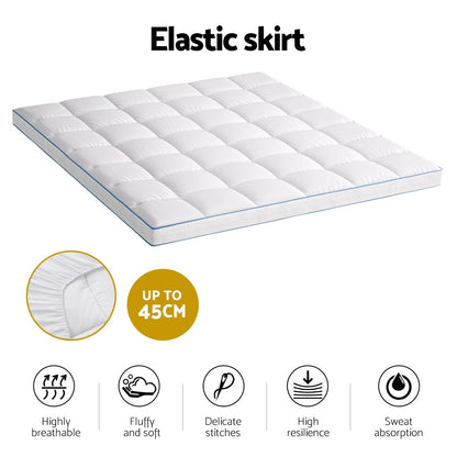 Giselle Bedding Mattress Topper Pillowtop Bamboo 10cm King-Furniture &gt; Mattresses &gt; Mattress Toppers-PEROZ Accessories
