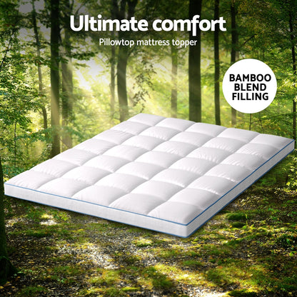 Giselle Bedding Mattress Topper Pillowtop Bamboo 10cm Queen-Furniture &gt; Mattresses &gt; Mattress Toppers-PEROZ Accessories