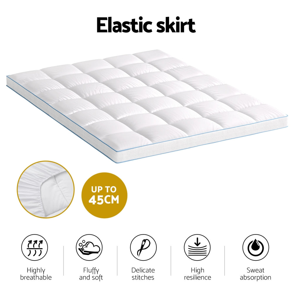 Giselle Bedding Mattress Topper Pillowtop Bamboo 10cm Queen-Furniture &gt; Mattresses &gt; Mattress Toppers-PEROZ Accessories