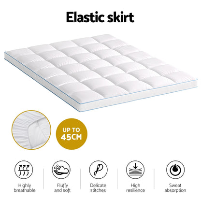 Giselle Bedding Mattress Topper Pillowtop Bamboo 10cm Queen-Furniture &gt; Mattresses &gt; Mattress Toppers-PEROZ Accessories
