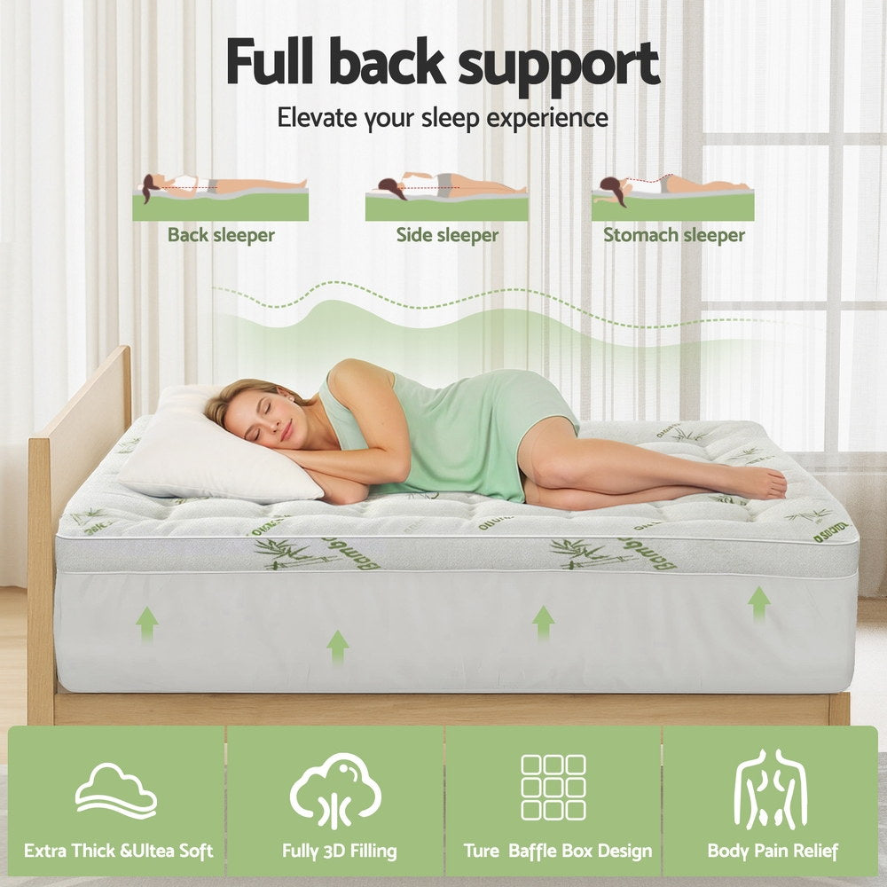 Giselle Mattress Topper 11cm Pillowtop toppers Bamboo Double-Furniture &gt; Mattresses &gt; Mattress Toppers-PEROZ Accessories