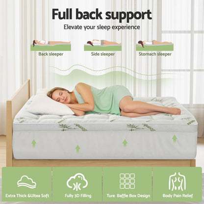 Giselle Mattress Topper 11cm Pillowtop toppers Bamboo Double-Furniture &gt; Mattresses &gt; Mattress Toppers-PEROZ Accessories