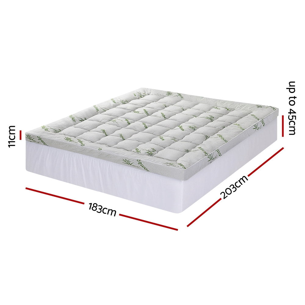 Giselle Mattress Topper 11cm Pillowtop toppers Bamboo King-Furniture > Mattresses > Mattress Toppers-PEROZ Accessories