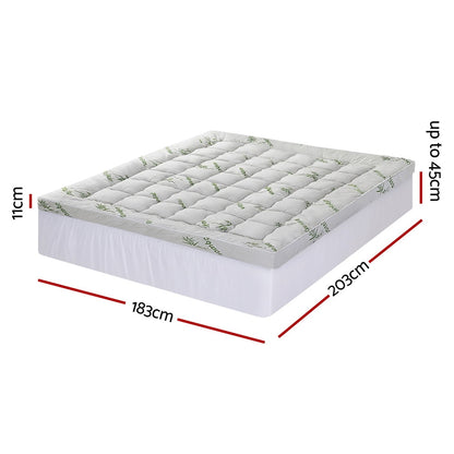 Giselle Mattress Topper 11cm Pillowtop toppers Bamboo King-Furniture > Mattresses > Mattress Toppers-PEROZ Accessories