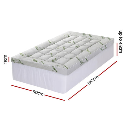 Giselle Mattress Topper 11cm Pillowtop toppers Bamboo Single-Furniture > Mattresses > Mattress Toppers-PEROZ Accessories