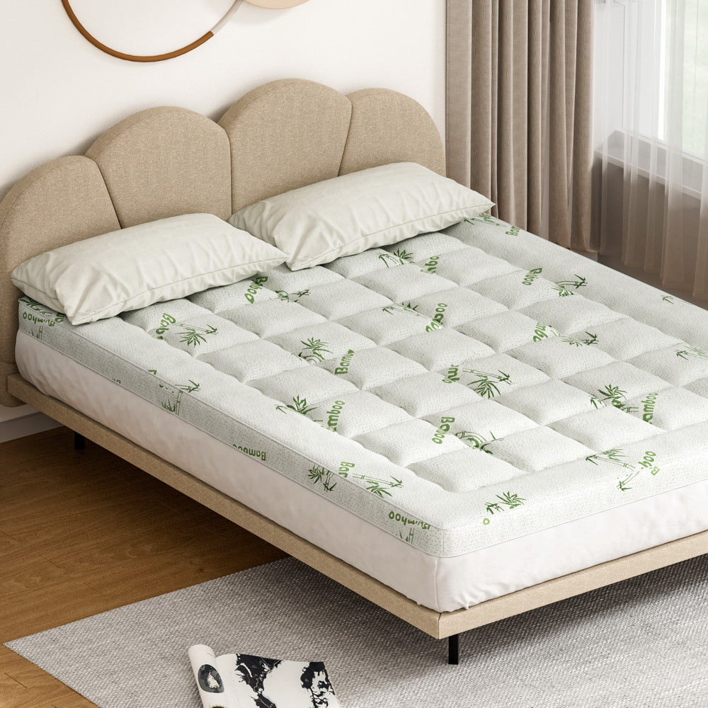 Giselle Bedding Mattress Topper Pillowtop Bamboo 7.5cm Queen-Furniture &gt; Mattresses &gt; Mattress Toppers-PEROZ Accessories