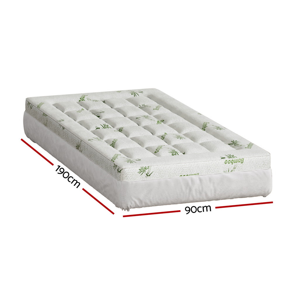 Giselle Bedding Mattress Topper Pillowtop Bamboo 7.5cm Single-Furniture &gt; Mattresses &gt; Mattress Toppers-PEROZ Accessories