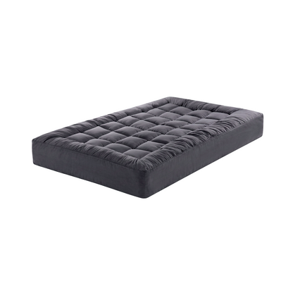 Giselle Bedding Bamboo Charcoal Filling Pillowtop Topper 1000GSM 5cm Thick Pillowtop Pad for Back Pain Relief Washable with 45cm Deep Pocket King Single-Mattress Toppers-PEROZ Accessories