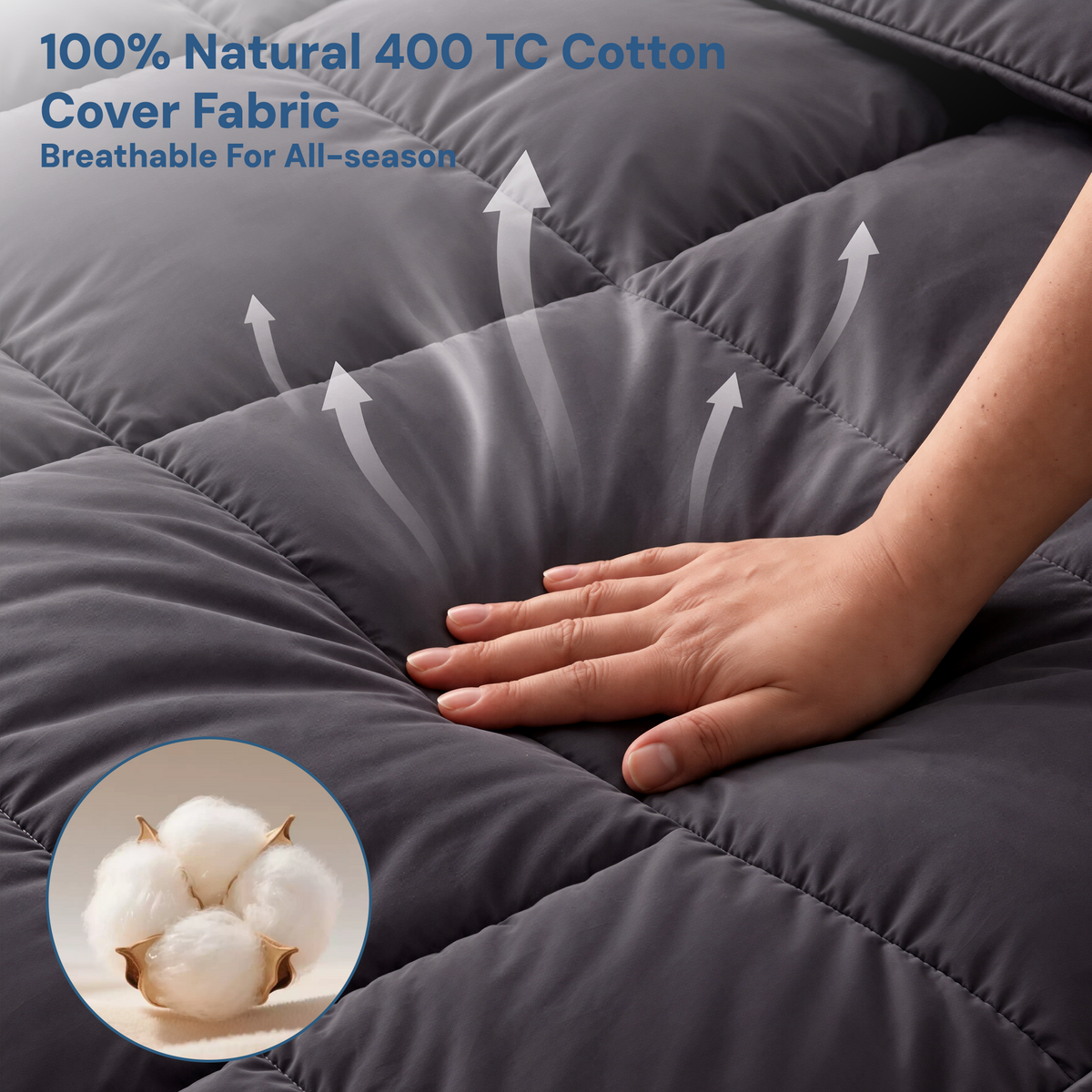 Giselle Bedding Bamboo Charcoal Filling Pillowtop Topper 1000GSM 5cm Thick Pillowtop Pad for Back Pain Relief Washable with 45cm Deep Pocket Single-Mattress Toppers-PEROZ Accessories