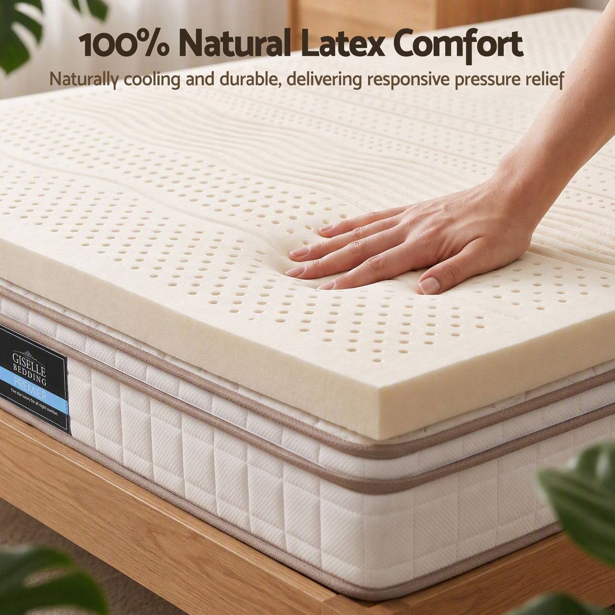 Giselle Bedding Double Latex Mattress Topper 7-Zone Natural Latex Core Breathable 5cm