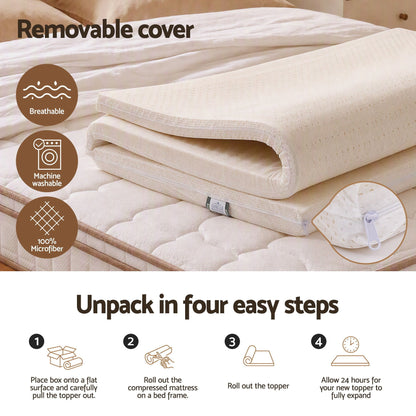 Giselle Bedding Double Latex Mattress Topper 7-Zone Natural Latex Core Breathable 5cm