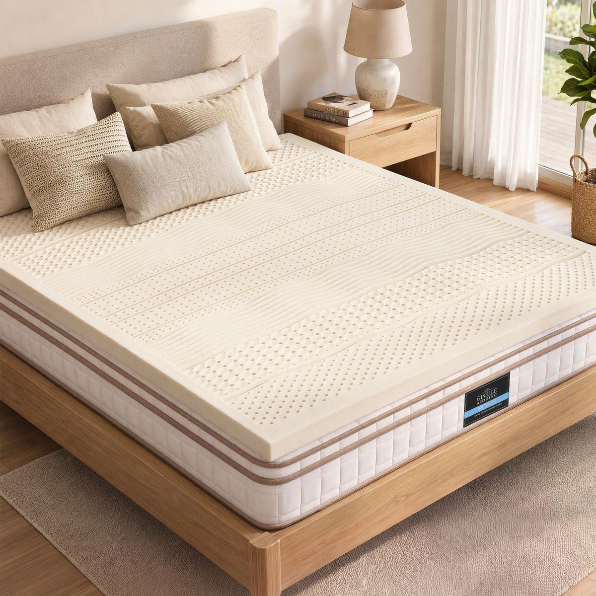 Giselle Bedding Queen Latex Mattress Topper 7-Zone Natural Latex Core Breathable 5cm