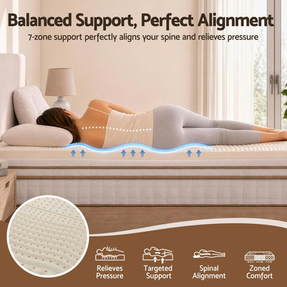 Giselle Bedding Queen Latex Mattress Topper 7-Zone Natural Latex Core Breathable 5cm
