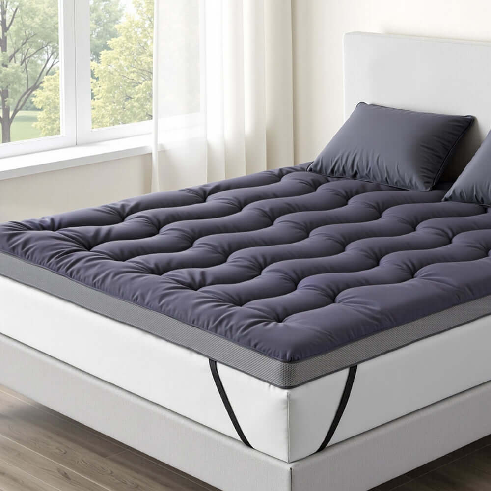 Giselle 5cm Mattress Topper Pillowtop toppers Bamboo Charcoal Queen-Furniture &gt; Mattresses &gt; Mattress Toppers-PEROZ Accessories