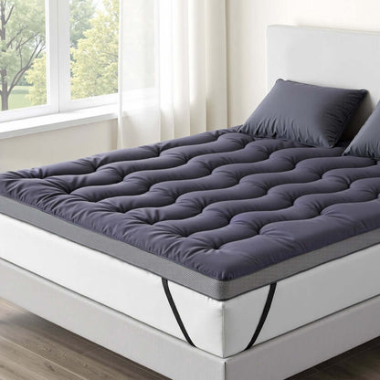 Giselle 5cm Mattress Topper Pillowtop toppers Bamboo Charcoal Queen-Furniture &gt; Mattresses &gt; Mattress Toppers-PEROZ Accessories