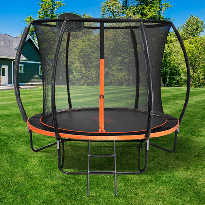 Mazam 10FT Kids Trampline Safety Net Basketball Set Ladder Round-Trampoline-PEROZ Accessories