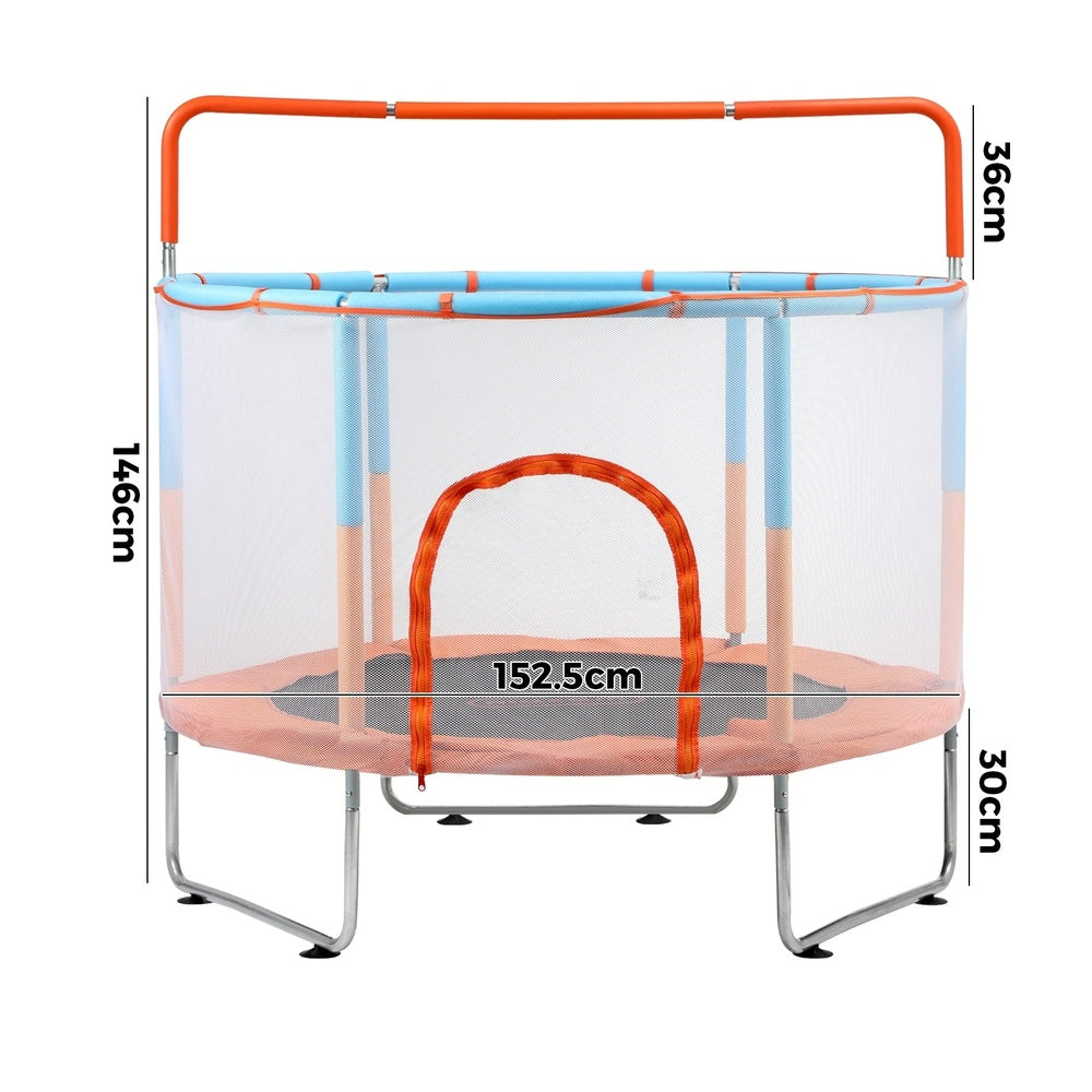 Mazam 60 Inch Kids Trampoline Enclosure Safety Net Horizontal Bar