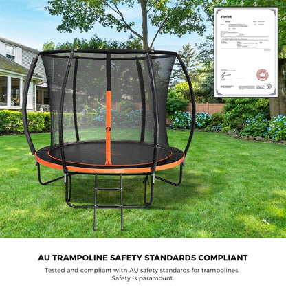 Mazam 8FT Kids Trampoline Round Encosure Safety Net with Ladder-Trampoline-PEROZ Accessories